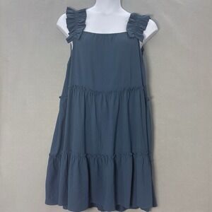 Oddi Blue Tiered Dress Ruffle‎ Accents Sleeveless SZ 3X NWT Boho Cottagecore